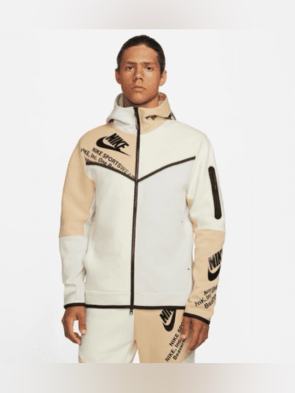 Nike Tech Fleece Windrunner Hoodie, Light Bone/Coconut Milk/ Sesame Men’s Large